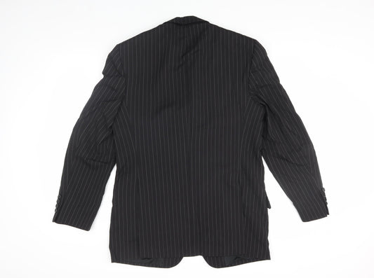 Tom English Men's Black Striped Blazer, 38 Regular Fit