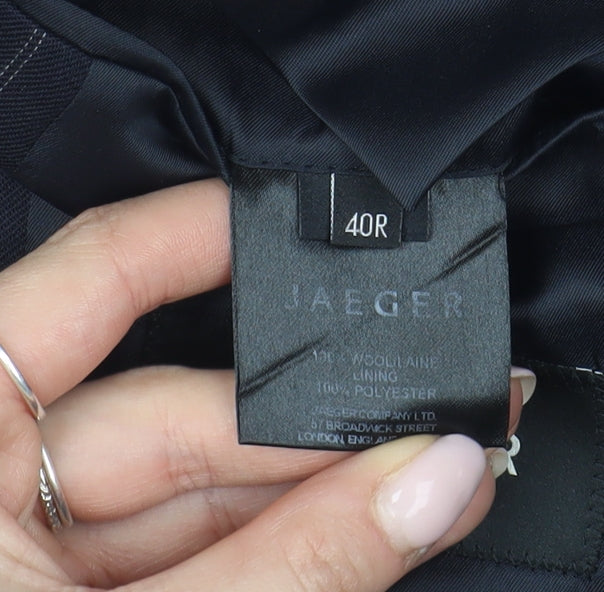 Jaeger Men's Black Striped Wool Blazer, Size 40R