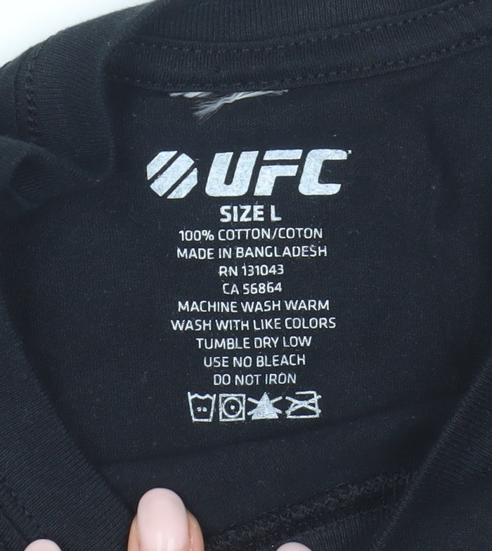 UFC Men's Black Large Graphic Print Crew Neck T-Shirt