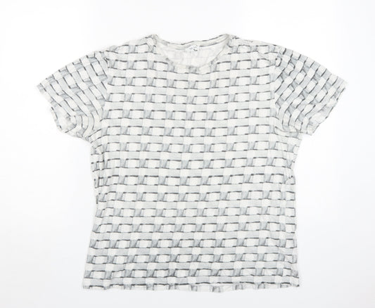 Reiss Unisex White Check T-Shirt L - Casual Style