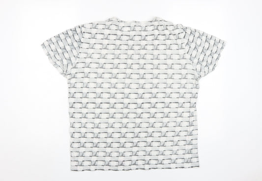 Reiss Unisex White Check T-Shirt L - Casual Style