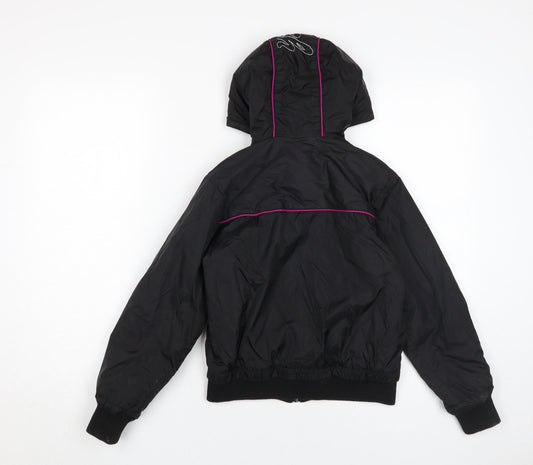 Hooch Girls Black Bomber Jacket, Hooded, Age 10-11 Years