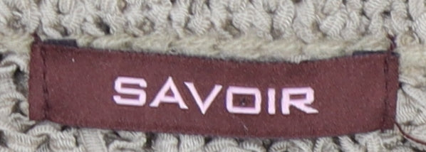 Savoir Women's Beige Cable-Knit Pullover Jumper Size 12