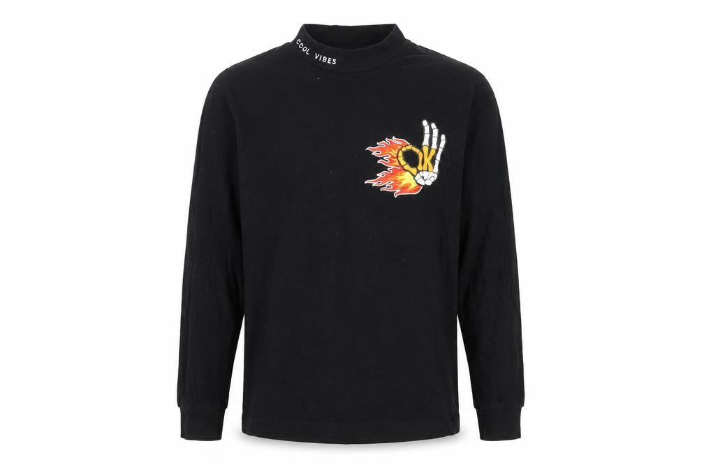 Next Boys Black Graphic Embroidered Long Sleeve T-Shirt