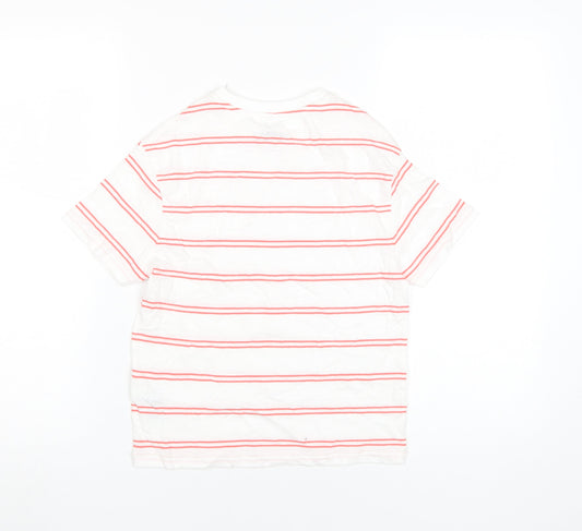 Marks and Spencer Boys White Striped T-Shirt, Size 6-7