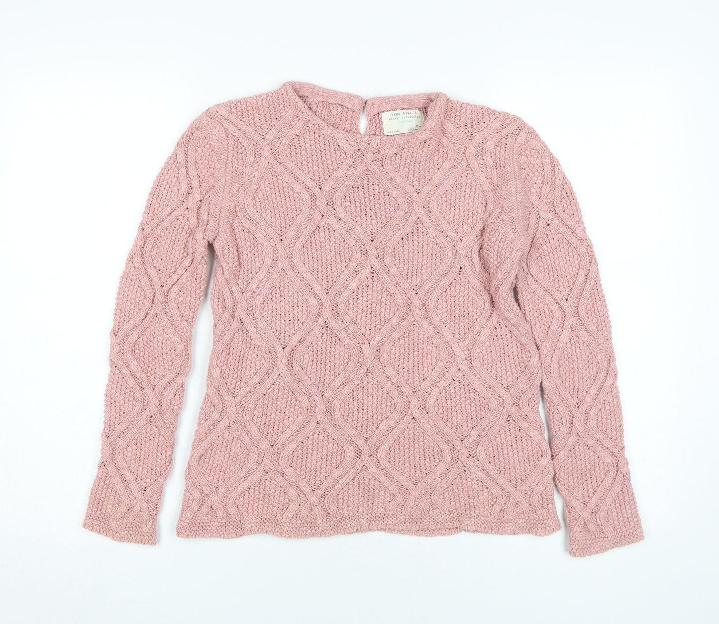 Zara Girls Pink Knit Pullover Jumper 11-12 Years