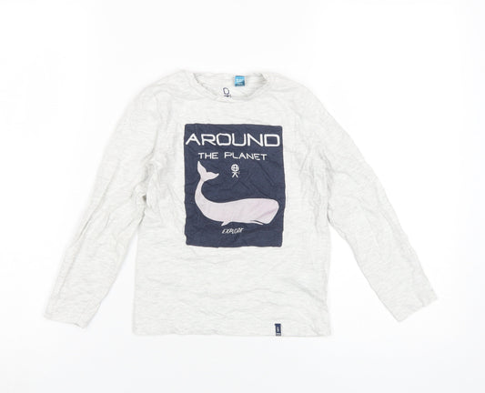 Okaidi Boys White Graphic Long Sleeve T-Shirt 6 Years
