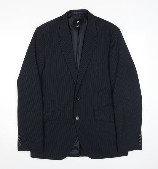 H&M Men's Black 40R Regular Blazer, 2-Button, Formal