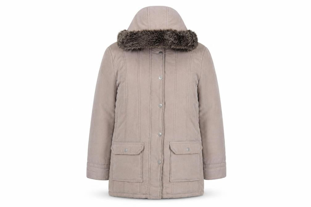 Eastex Women's Beige Coat Size 16 Faux Fur Trim