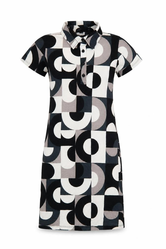 Motel Women's XS Black Geometric Shirt Dress