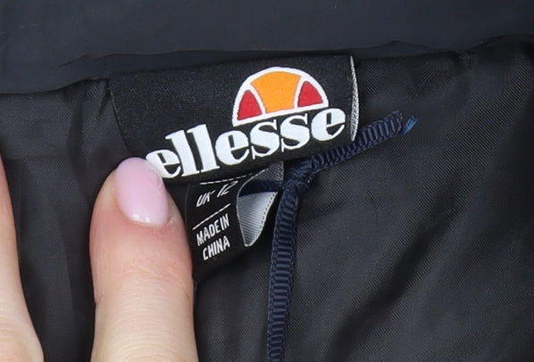 Ellesse Women's Black Puffer Jacket Size 12 Hooded Casual