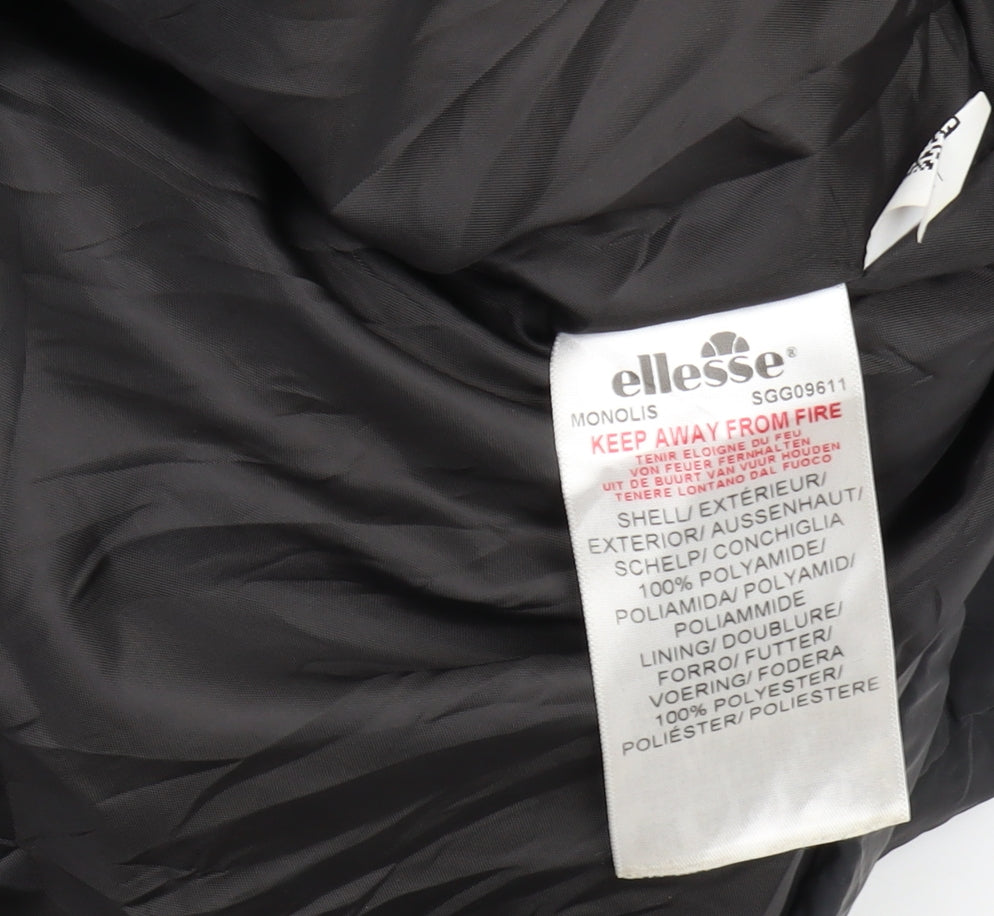 Ellesse Women's Black Puffer Jacket Size 12 Hooded Casual