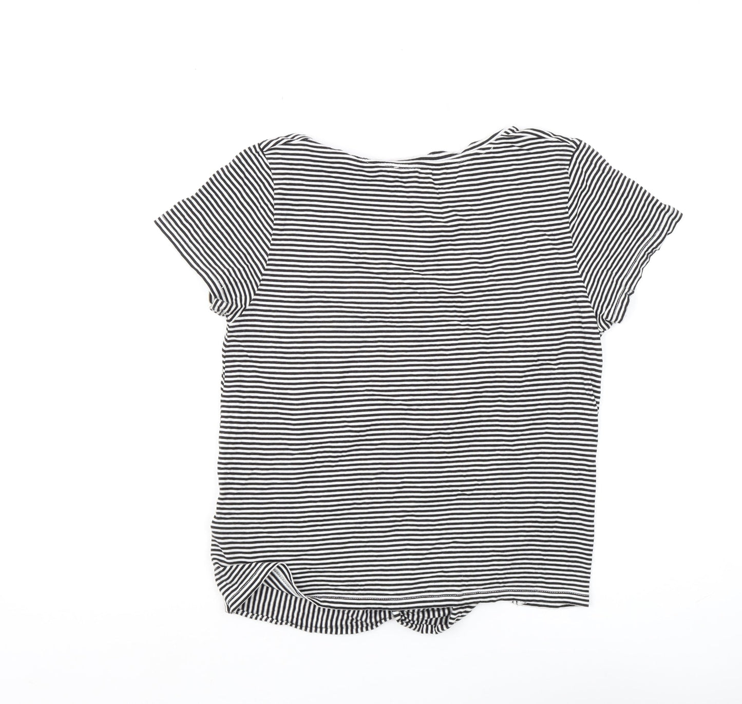 Hallhuber Women's Black Striped T-Shirt, L