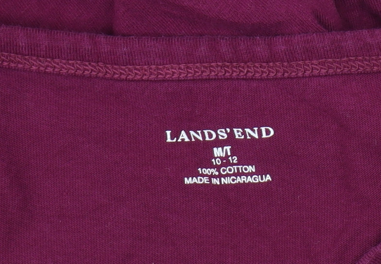 Lands' End Women's Purple V-Neck Long Sleeve T-Shirt M