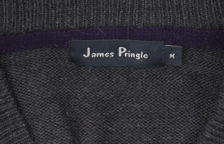 James Pringle Men's Black V-Neck Pullover Jumper M