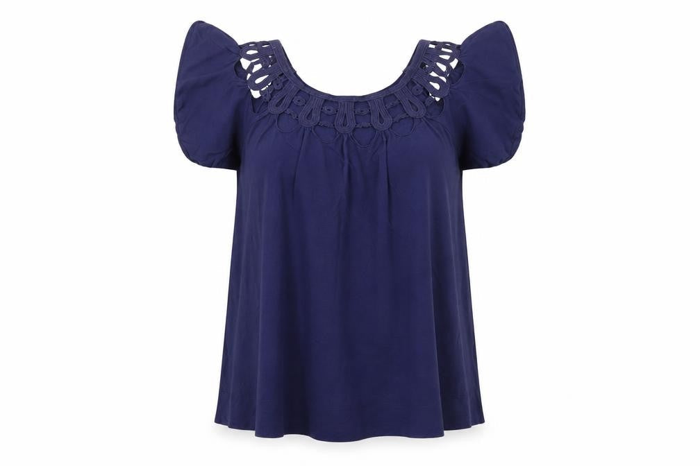 Womens UK Size XS French Connection Blue Modal Blend Blouse