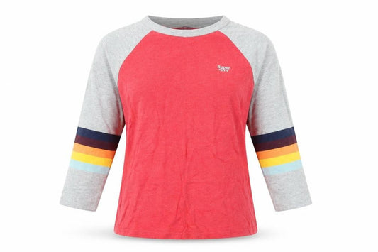 Unisex Adultss UK Size 4 Superdry Red Cotton Blend T-Shirt