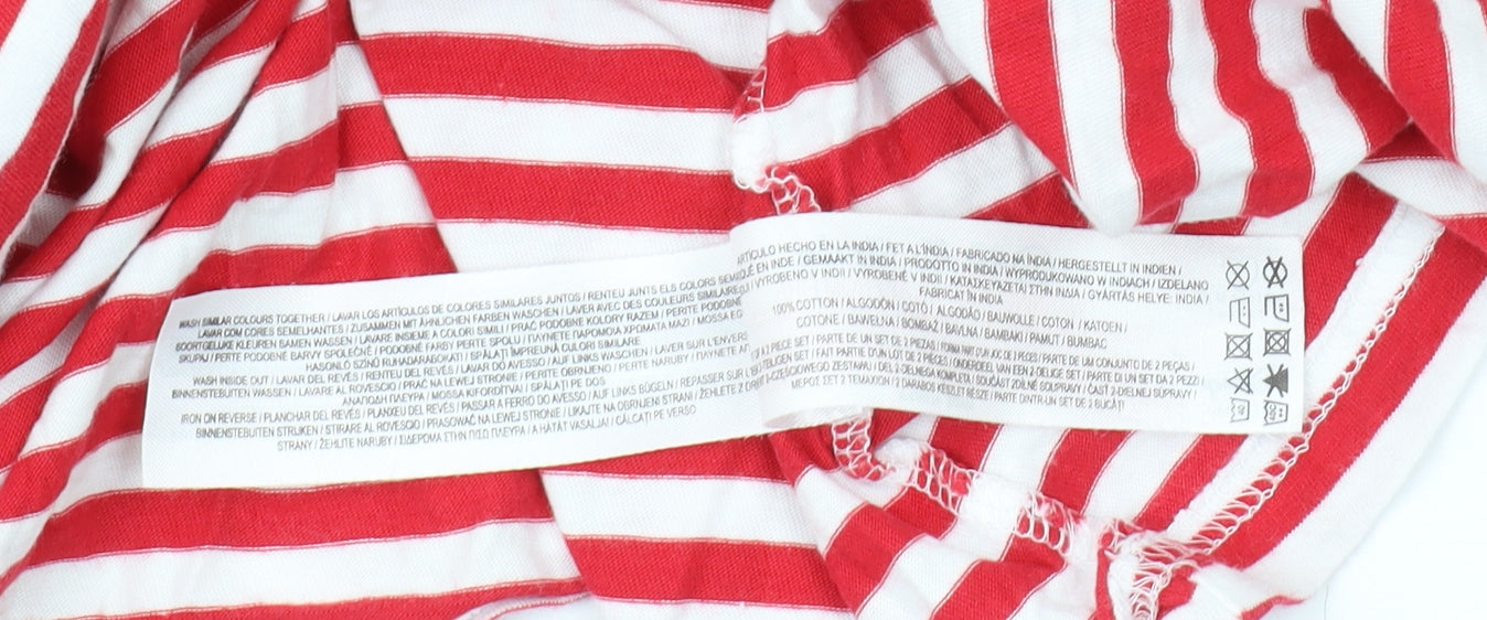 Disney Women's Red Striped Mickey Mouse T-Shirt L