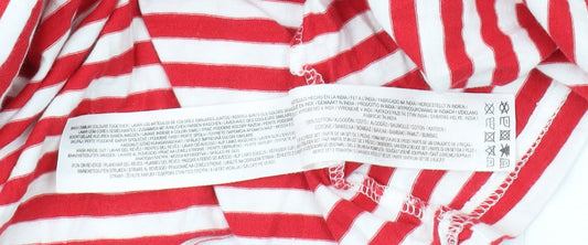 Disney Women's Red Striped Mickey Mouse T-Shirt L