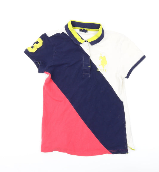 Unisex Adultss UK Size M U.S. Polo Assn. Multicoloured Cotton Polo