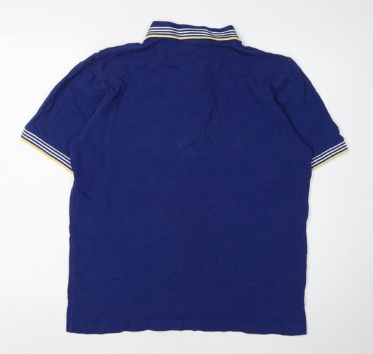 Score Draw Men's Blue Retro Polo L Short Sleeve