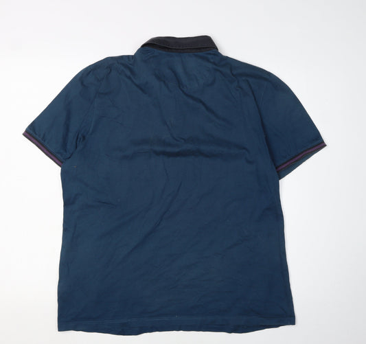 Ted Baker Men's Blue Polo Shirt Size L Short Sleeve
