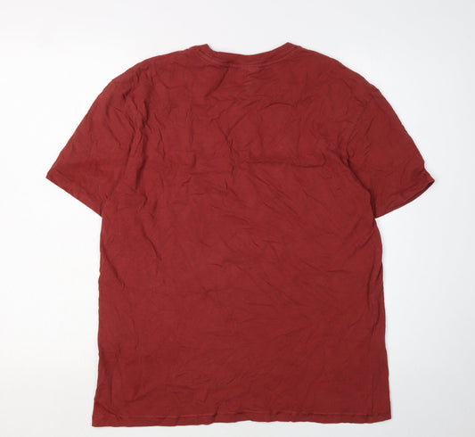 Jack & Jones Men's Red Crew Neck T-Shirt, L, Short Sleeve
