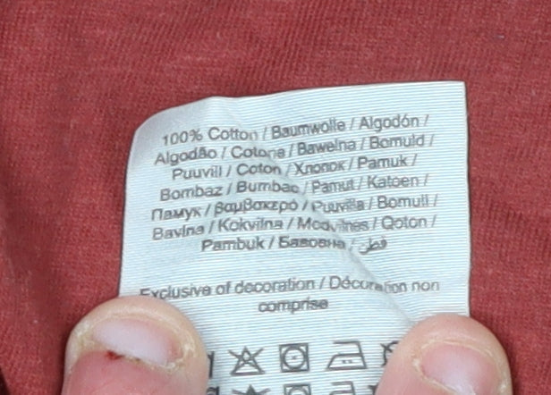 Jack & Jones Men's Red Crew Neck T-Shirt, L, Short Sleeve