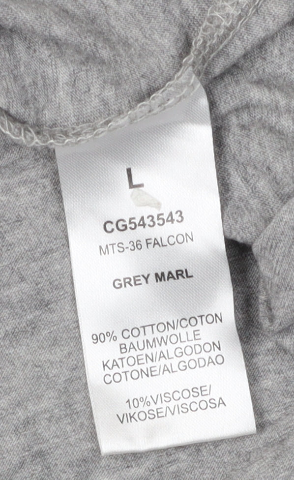 Brave Soul Men's Grey Crew Neck T-Shirt L with Zipped Accents