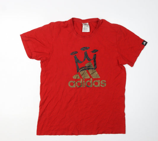 Adidas Men's Red Graphic T-Shirt - Medium, Athletic Fit