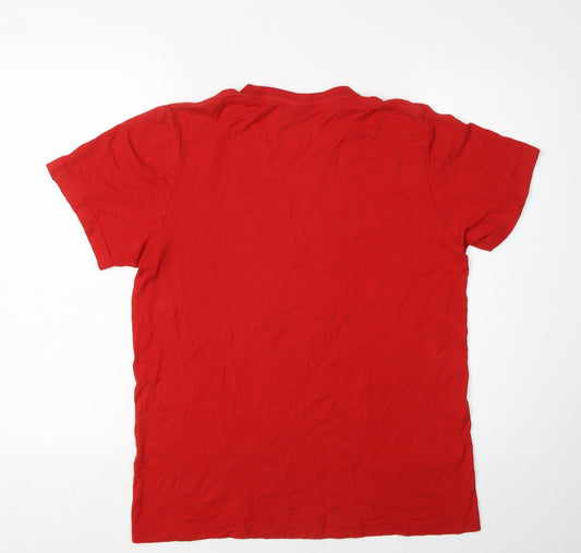 Adidas Men's Red Graphic T-Shirt - Medium, Athletic Fit