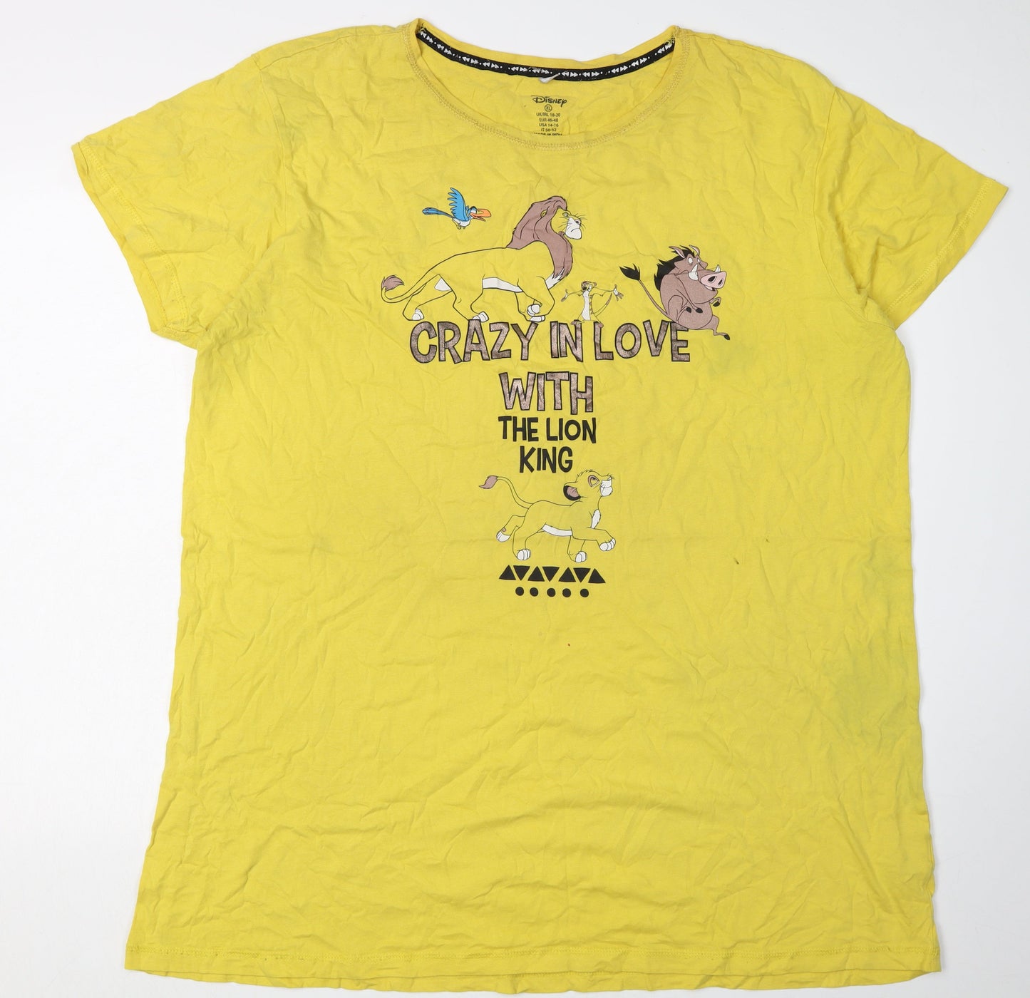 Disney Women's Yellow Lion King T-Shirt XL Casual Wear