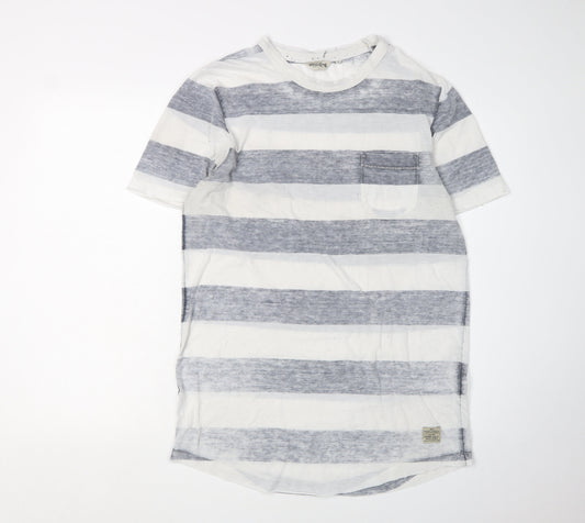 Jack & Jones Men's Grey White Striped T-Shirt M