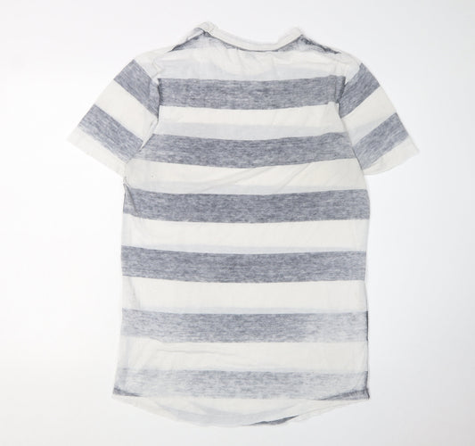 Jack & Jones Men's Grey White Striped T-Shirt M