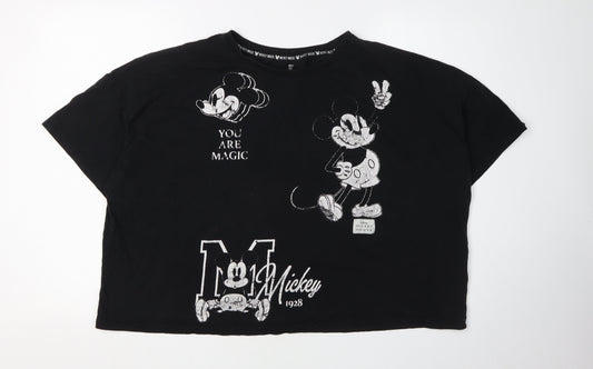 Disney Women Black XL Mickey Mouse Cartoon T-Shirt