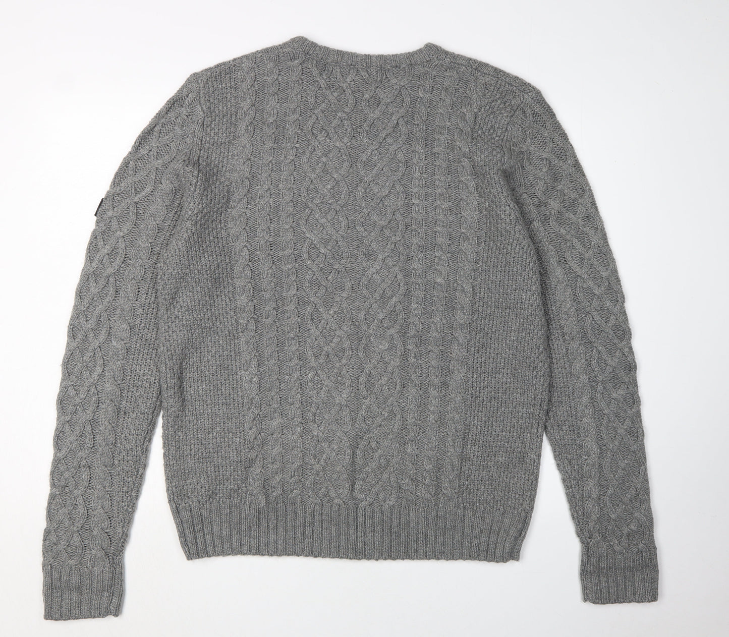 Firetrap Men's Grey Cable-Knit Pullover Jumper L