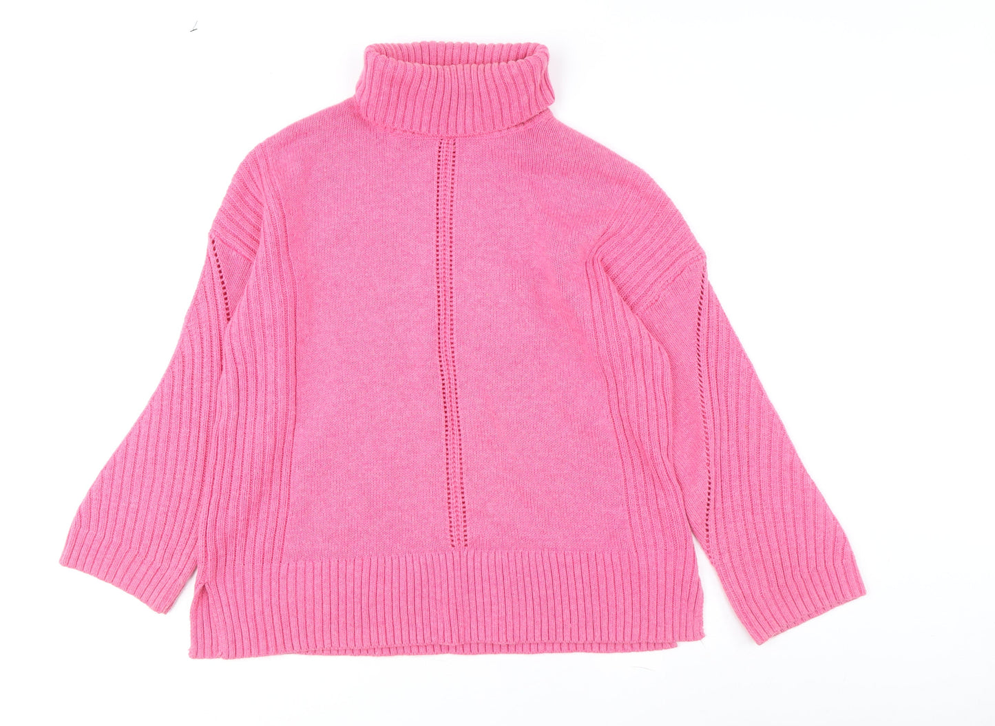 White Stuff Women's Pink Roll Neck Pullover Jumper, Size 12