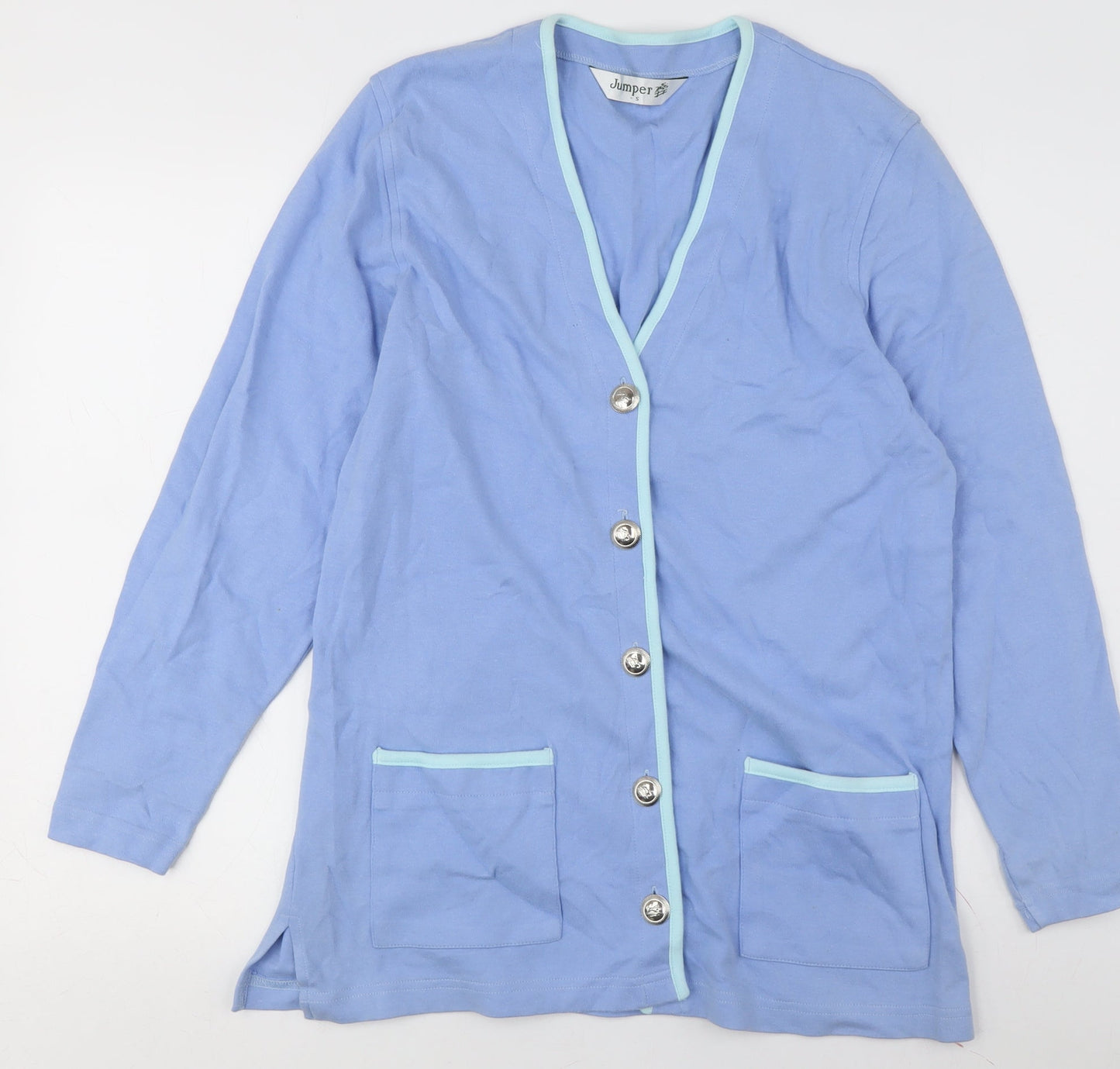 Jumper Women's Blue V-Neck Cardigan Size S