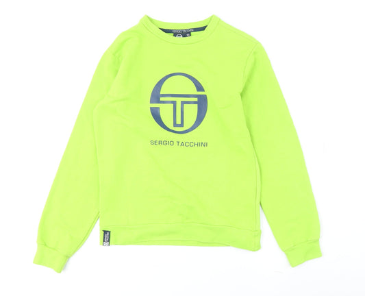 Sergio Tacchini Boys Green Logo Pullover Sweatshirt Size 10