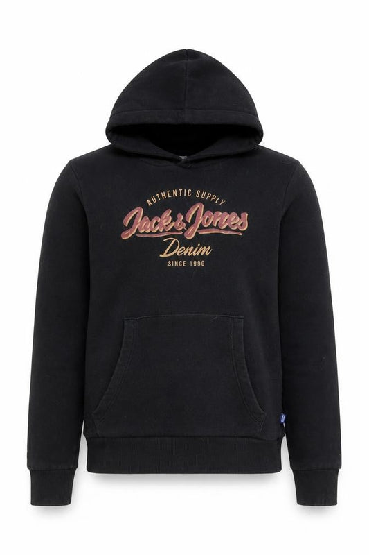 Jack & Jones Boys Black Hoodie, Size 12, Pullover Style