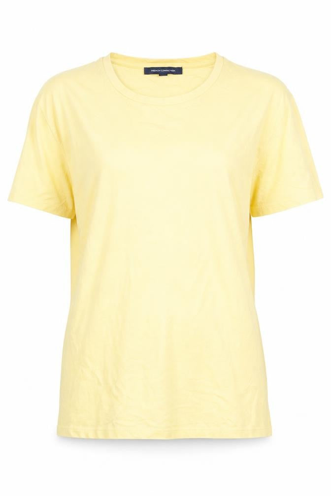 Womens UK Size M French Connection Yellow Cotton T-Shirt