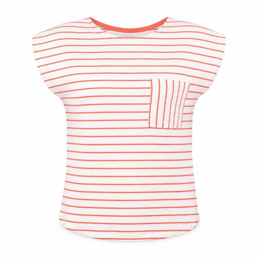 ICHI Women's White Striped T-Shirt, XS, Summer Style