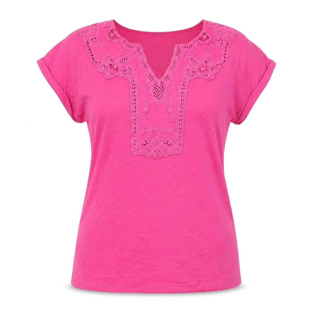 Womens UK Size 10 Laura Ashley Pink Cotton T-Shirt