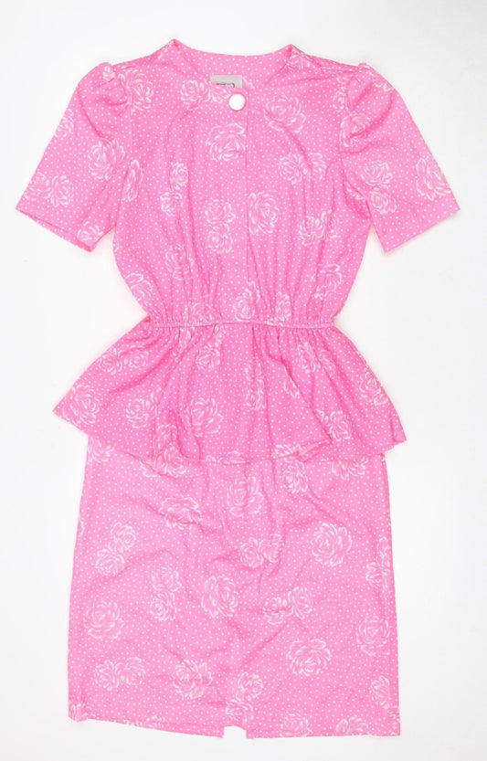 California Look Women's Retro Pink Polka Dot Dress Size 10