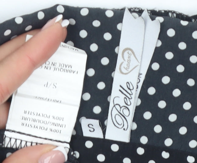 Belle by Oasis Women's Black Polka Dot Dress S