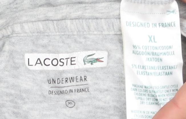 Lacoste Men's Grey Cotton T-Shirt XL Classic