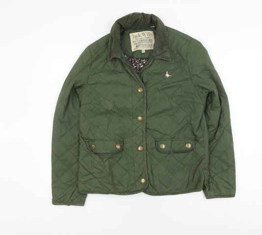 Jack Wills Women's Green Quilted Jacket Size 12