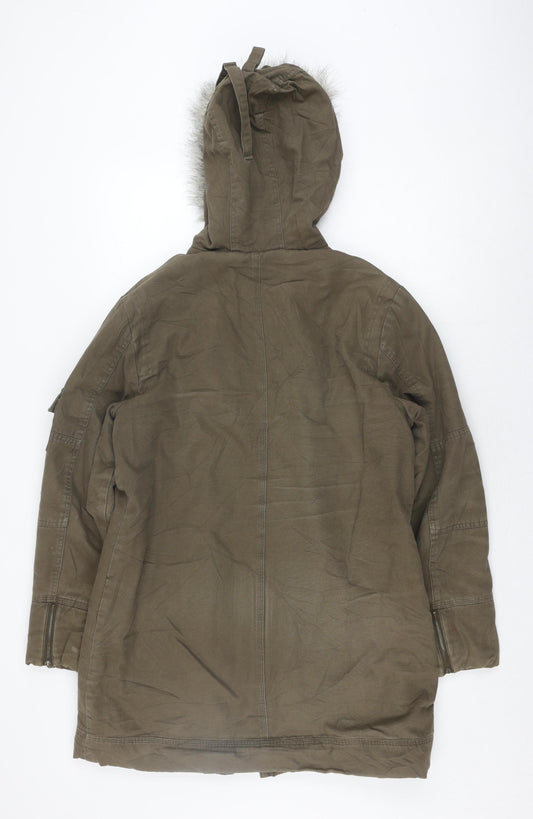 Roman Originals Women's Green Parka Coat, Size S
