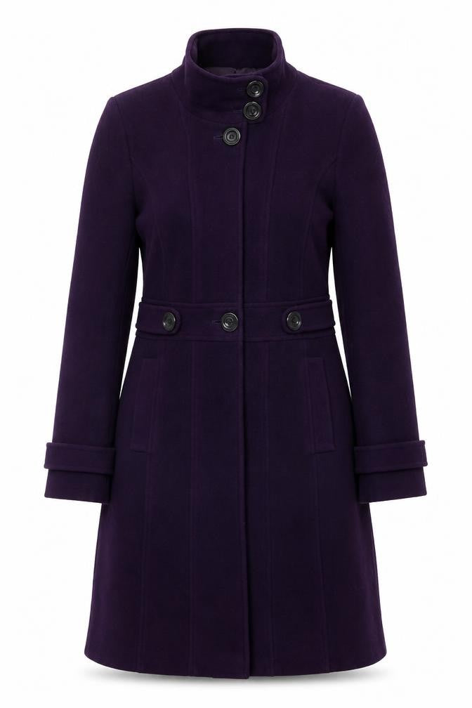 Womens UK Size 8 Classic Laura Ashley Purple Wool Blend Coat