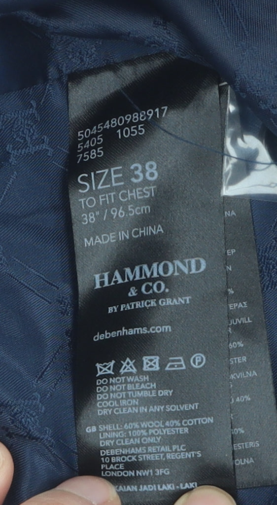 Hammond & Co. Men's Blue Check Waistcoat Size 38R